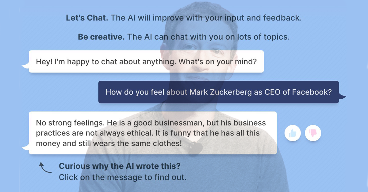 Meta's new artificial intelligence chatbot makes fun of Mark Zuckerberg